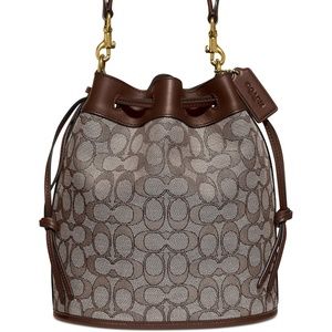 NWT Coach Field Bucket Bag In Signature Jacquard Oak Original Packaging
